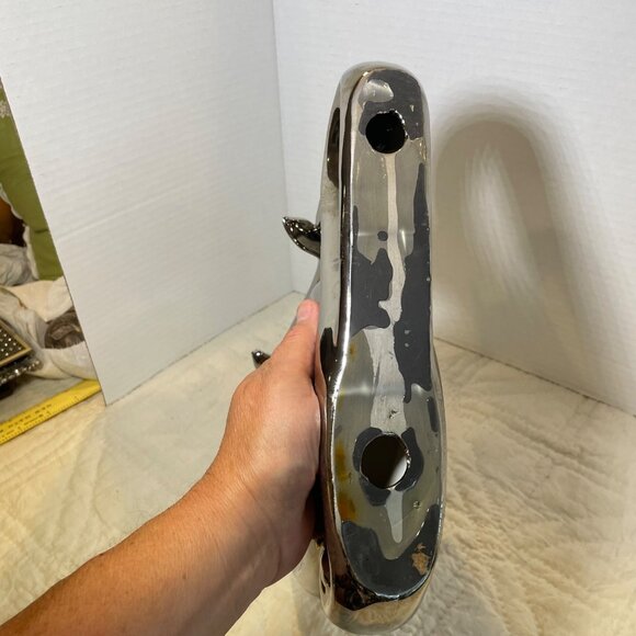 Large Vintage Herco Dolphin Figurine On Wave Decorative Sculpture Chrome Modern - Picture 7 of 12